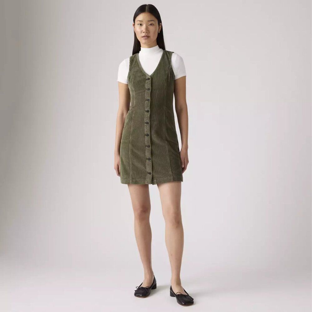 Levi's Vianna Vest Dress Ivy Green New With Tag 100% Cotton